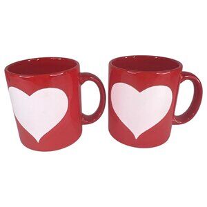 2 Waechtersbach Red Large Heart Mugs Ceramic Unused Valentines Day West Germany